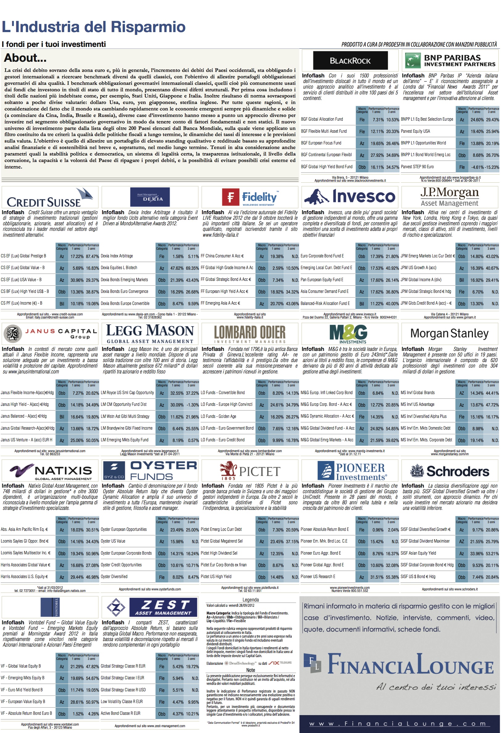 financialounge -  Affari&Finanza benchmark Fondi obbligazionari mercati valutari titoli di stato