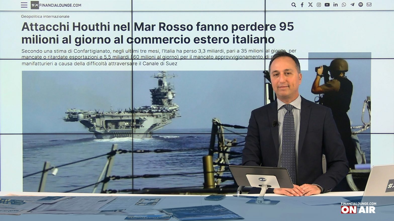 financialounge.com Le tensioni in Mar Rosso costano all'Italia 95 mln al giorno - Edizione del 26 gennaio