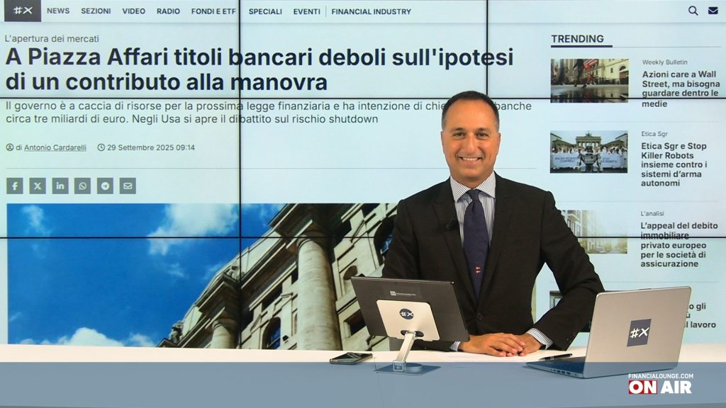 financialounge.com Bancari deboli, settimana cruciale per Mediobanca, rumor su alleanza tra Intesa Sanpaolo e Generali - Edizione del 29 settembre