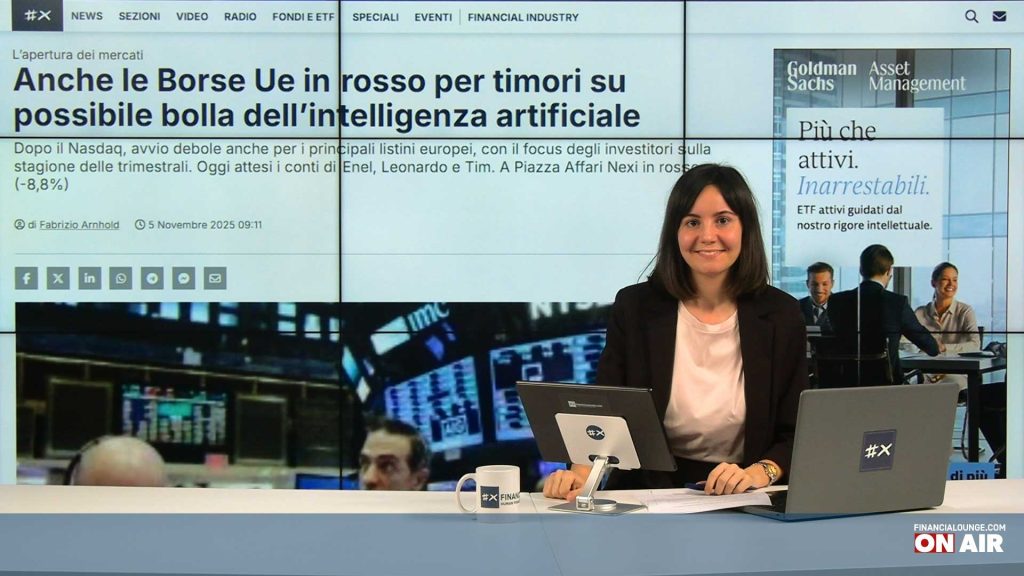 financialounge.com Borse in rosso per il rischio Bolla Ai, brilla Safilo, Fineco batte le previsioni. Accordo Ue sul clima - Edizione del 5 novembre